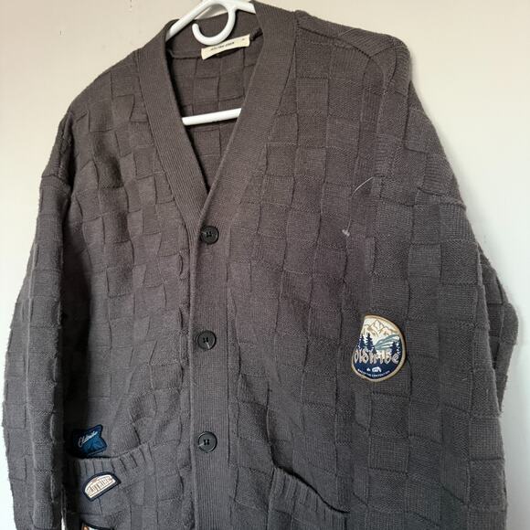 Aelfric Eden Womens Cardigan Sweater Medium Gray Patches Academia Collegiate - Picture 2 of 7